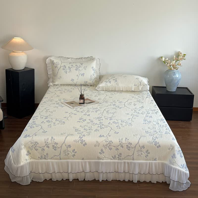 Ownkoti Ruffled Floral & Branch Bedspread Set - image 9