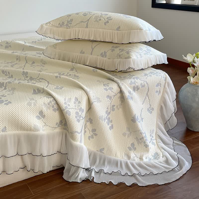 Ownkoti Ruffled Floral & Branch Bedspread Set - image 13