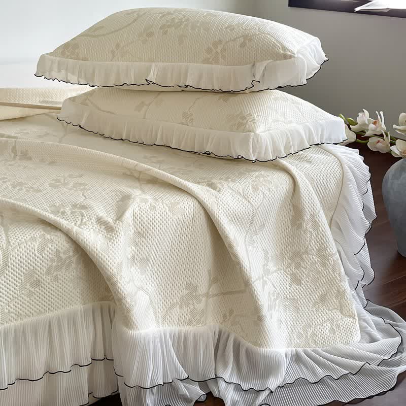 Ownkoti Ruffled Floral & Branch Bedspread Set - image 5