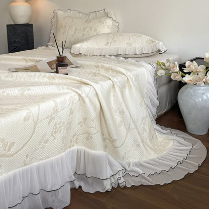 Ownkoti Ruffled Floral & Branch Bedspread Set - image 1