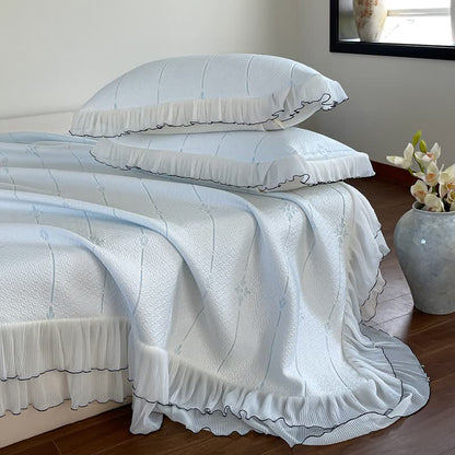 Ownkoti Ruffled Vertical Floral Bedspread Set - image 5