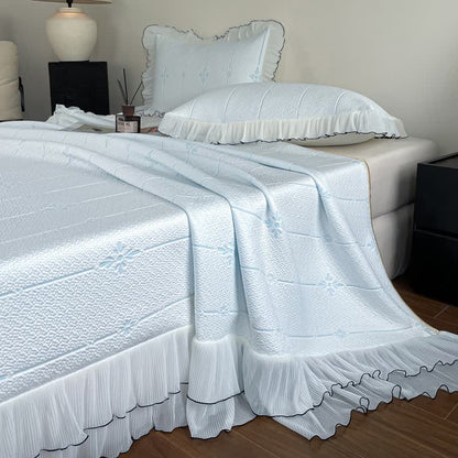 Ownkoti Ruffled Vertical Floral Bedspread Set - image 1