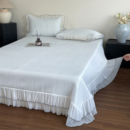 Ownkoti Ruffled Vertical Floral Bedspread Set - image 3