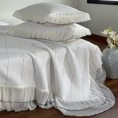 Ownkoti Ruffled Vertical Floral Bedspread Set - image 11