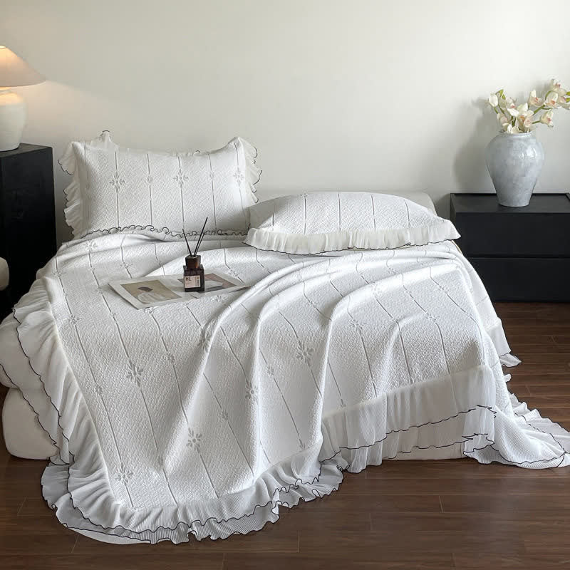 Ownkoti Ruffled Vertical Floral Bedspread Set - image 10