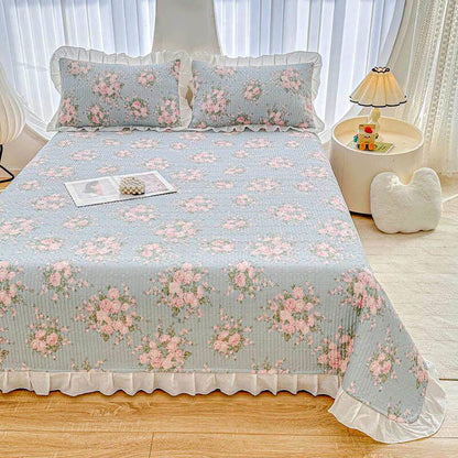 Ownkoti Ruffled Pink Rose Twill Cotton Coverlet - 2PCS Pillowcases - 19" x 29" - image 0