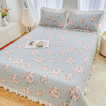 Ownkoti Ruffled Pink Rose Twill Cotton Coverlet - image 3