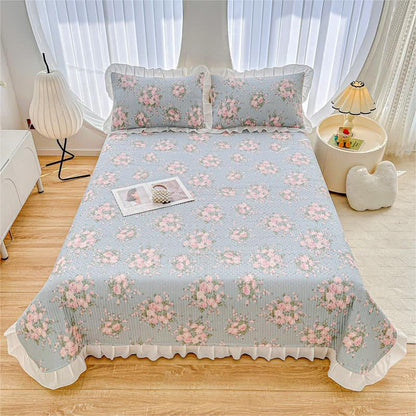 Ownkoti Ruffled Pink Rose Twill Cotton Coverlet - image 1