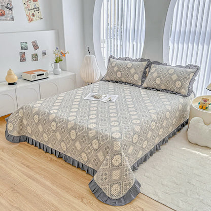 Ownkoti Ruffled Vintage Geometric Twill Cotton Coverlet - image 2