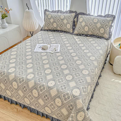 Ownkoti Ruffled Vintage Geometric Twill Cotton Coverlet - image 4