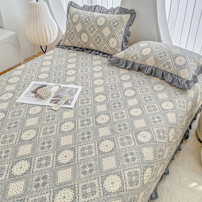 Ownkoti Ruffled Vintage Geometric Twill Cotton Coverlet - image 6