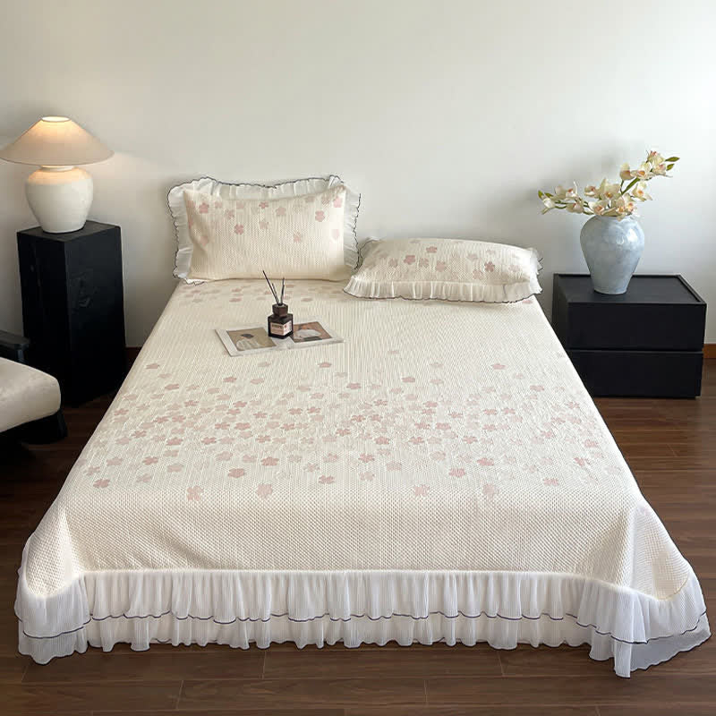 Ownkoti Ruffled Floral Jacquard Bedspread Set - image 3