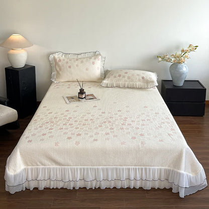Ownkoti Ruffled Floral Jacquard Bedspread Set - image 3
