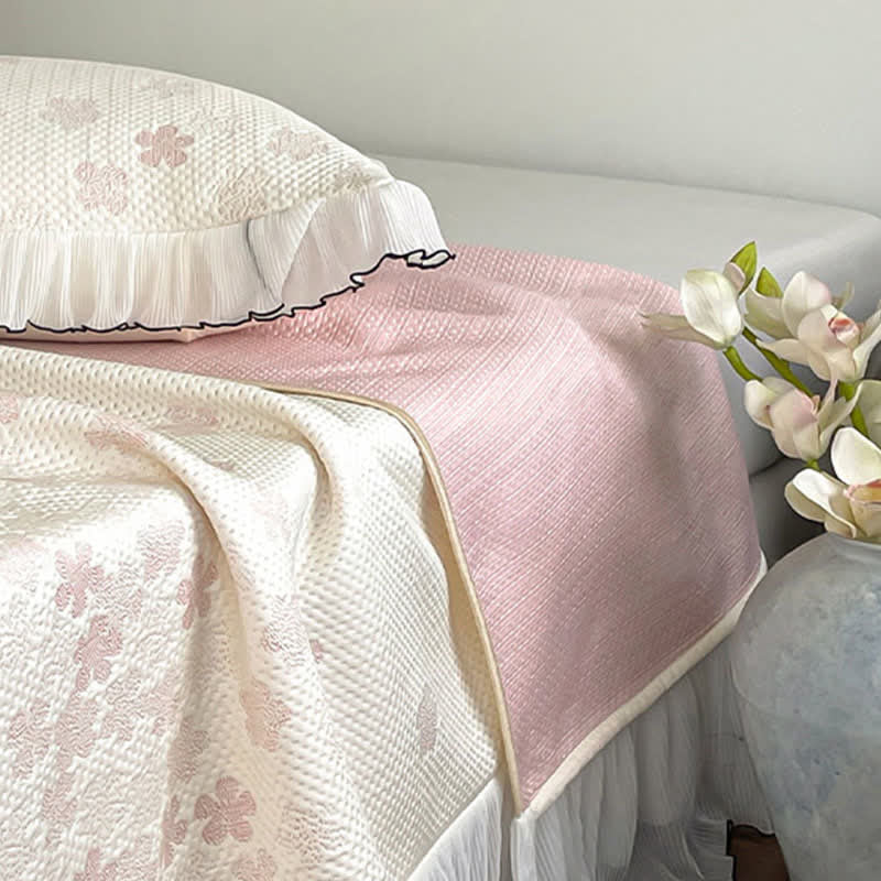 Ownkoti Ruffled Floral Jacquard Bedspread Set - image 8