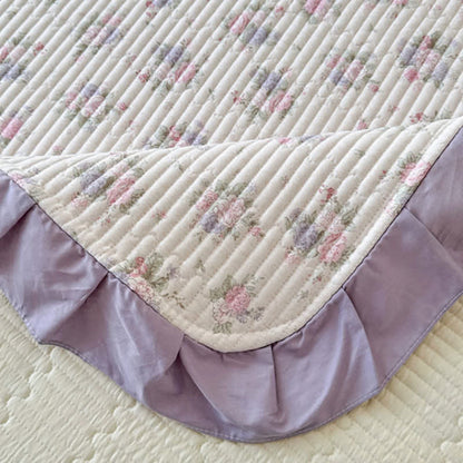 Ownkoti Violet Ruffle Floral Cotton Coverlet - image 5