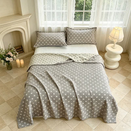 Ownkoti Gray Floral Jacquard Cotton Quilt - 2PCS Pillowcases - 19" x 29" - image 0
