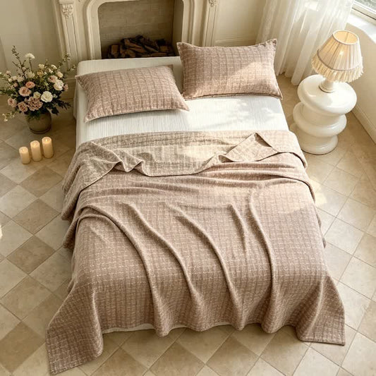 Ownkoti Modern Geometric Pattern Jacquard Cotton Quilt - Coffee - 2PCS Pillowcases - 19" x 29" - image 0