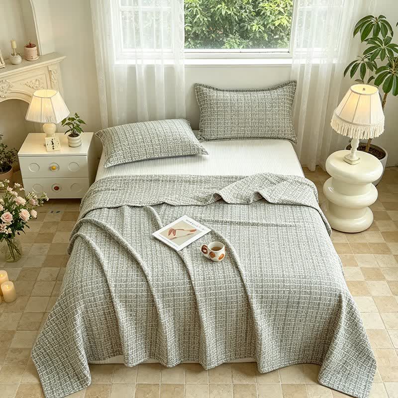 Ownkoti Modern Geometric Pattern Jacquard Cotton Quilt - Gray - 2PCS Pillowcases - 19" x 29" - image 8