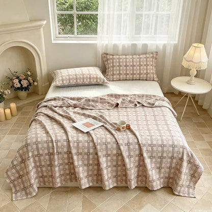 Ownkoti Flower & Plaid Jacquard Cotton Quilt - 2PCS Pillowcases - 19" x 29" - image 0