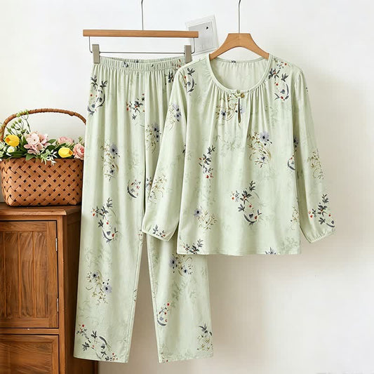 Ownkoti Soft Green Floral Long Sleeve Pajamas - Green - XXL - image 0