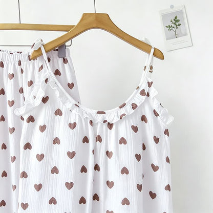 Ownkoti Ruffled Heart Cotton Gauze Cami Pajamas - image 2