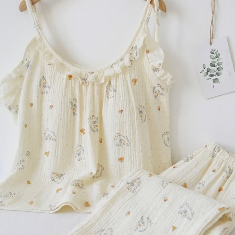 Ownkoti Ruffled Horse Cotton Gauze Cami Pajamas - image 2