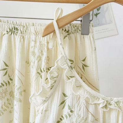 Ownkoti Ruffled Botanical Leaf Cotton Cami Pajamas - image 3