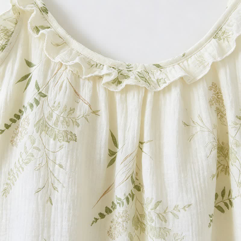 Ownkoti Ruffled Botanical Leaf Cotton Cami Pajamas - image 4