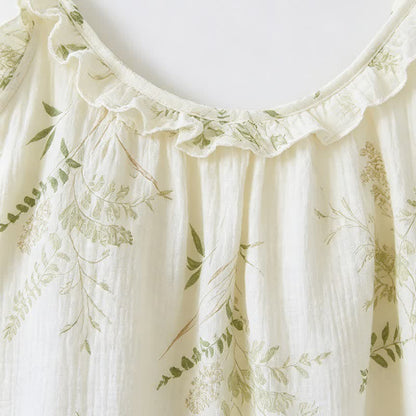 Ownkoti Ruffled Botanical Leaf Cotton Cami Pajamas - image 4