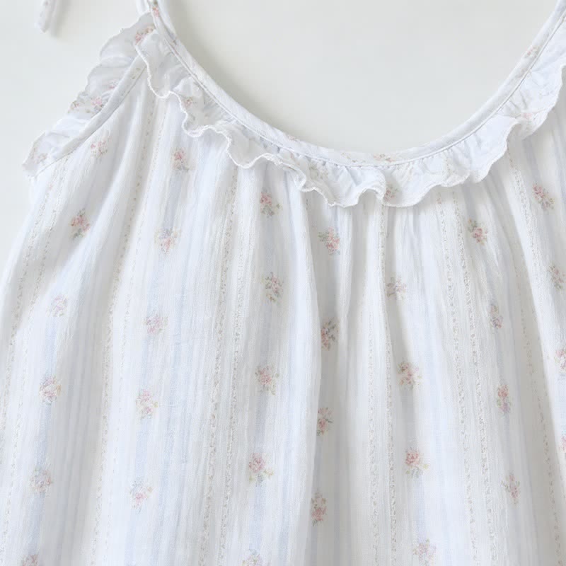 Ownkoti Ruffled Striped Floral Cotton Cami Pajamas - image 3