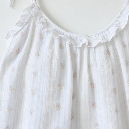 Ownkoti Ruffled Striped Floral Cotton Cami Pajamas - image 3