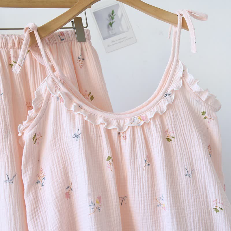 Ownkoti Ruffled Ditsy Floral Cotton Cami Pajamas - image 2