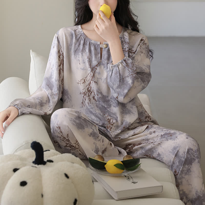 Ownkoti Oriental Branch Long Sleeve Pajama Set - image 1