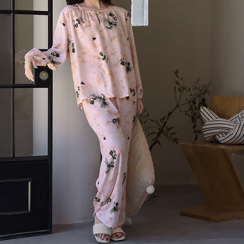 Ownkoti Pastoral Floral Long Sleeve Women's Pajamas - image 4