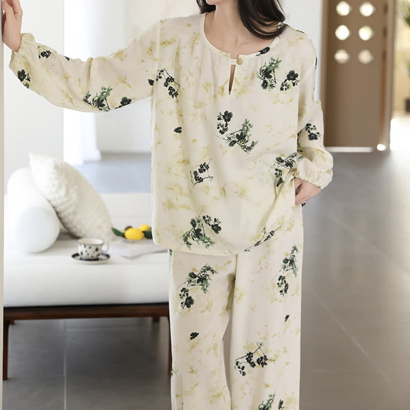 Ownkoti Pastoral Floral Long Sleeve Women's Pajamas - image 7