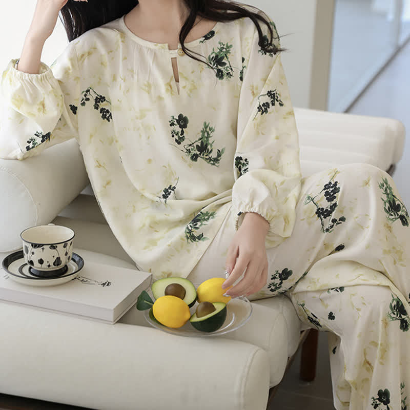 Ownkoti Pastoral Floral Long Sleeve Women's Pajamas - image 9