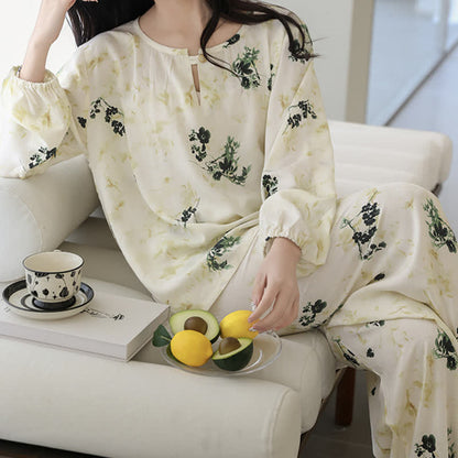 Ownkoti Pastoral Floral Long Sleeve Women's Pajamas - image 9
