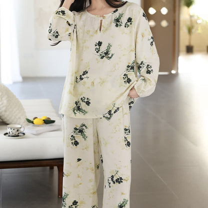 Ownkoti Pastoral Floral Long Sleeve Women's Pajamas - image 6