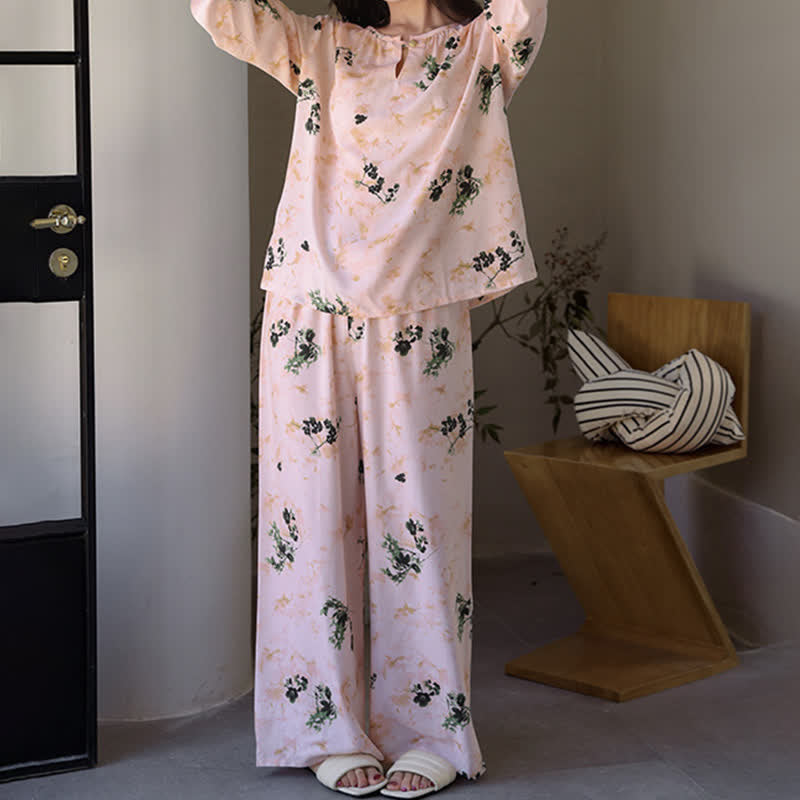 Ownkoti Pastoral Floral Long Sleeve Women's Pajamas - image 3