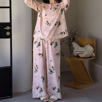 Ownkoti Pastoral Floral Long Sleeve Women's Pajamas - image 3