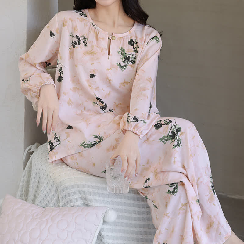 Ownkoti Pastoral Floral Long Sleeve Women's Pajamas - image 1