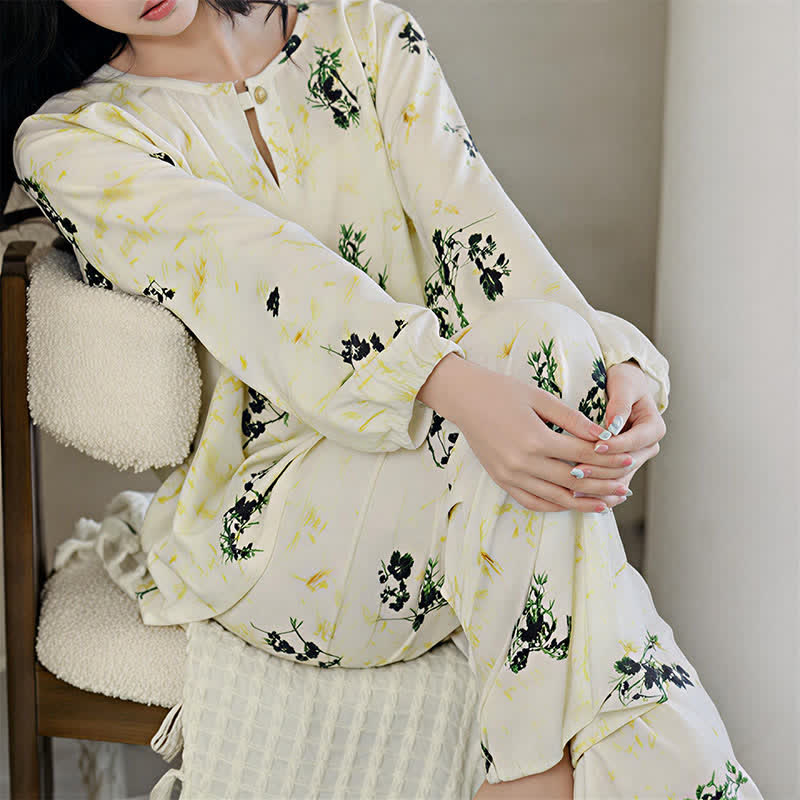 Ownkoti Pastoral Floral Long Sleeve Women's Pajamas - image 10
