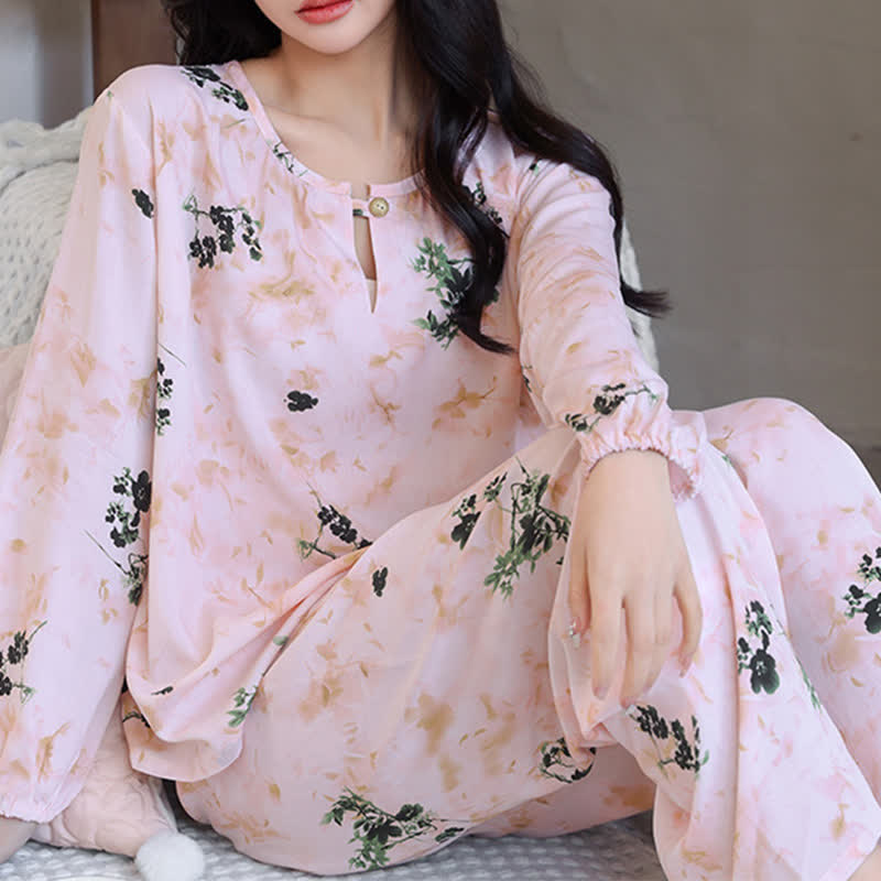 Ownkoti Pastoral Floral Long Sleeve Women's Pajamas - image 2