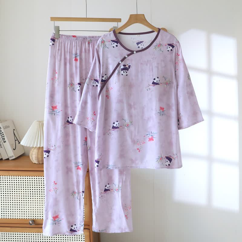 Ownkoti Purple Panda Print Loungewear Set - Purple - XXL - image 0