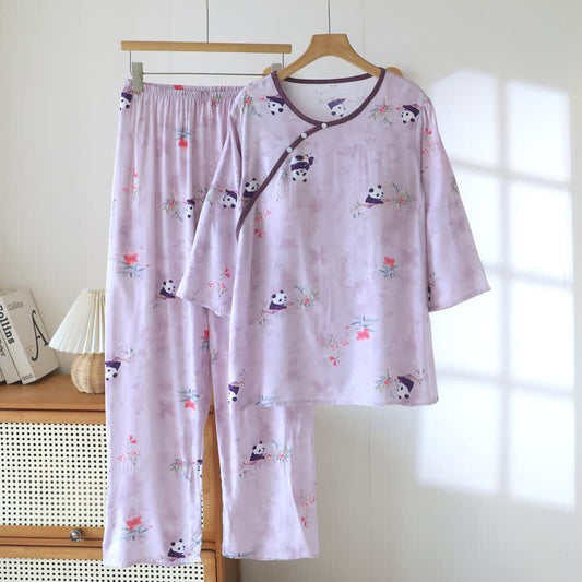Ownkoti Purple Panda Print Loungewear Set - Purple - XXL - image 0