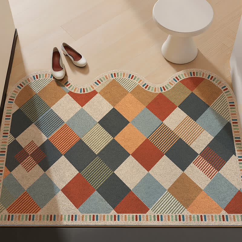 Ownkoti Retro Patchwork Wave Edge Rug - Colorful - 31'' × 47'' - image 0