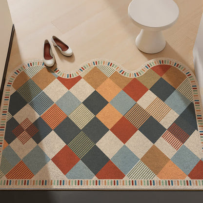 Ownkoti Retro Patchwork Wave Edge Rug - Colorful - 31'' × 47'' - image 0