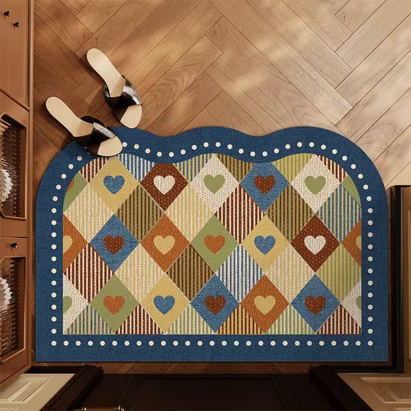 Ownkoti Vintage Heart Check Arch Entry Rug - Colorful - 31'' × 47'' - image 0