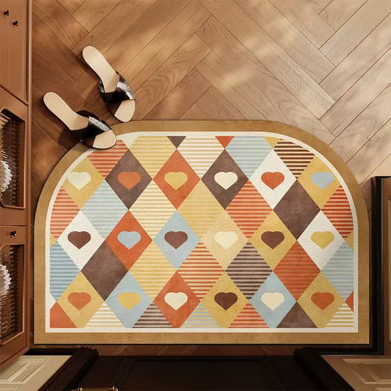 Ownkoti Retro Geometric Heart Arch Entryway Rug - Colorful - 31'' × 47'' - image 0