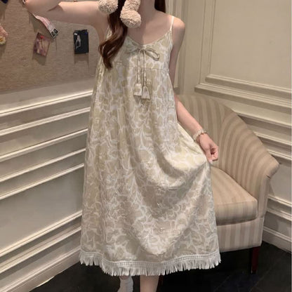 Ownkoti Cream Floral Tassel Women's Nightgown - image 7